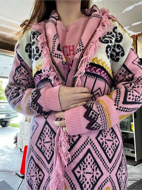 Easy Street Eye Cardigan Pink & White
